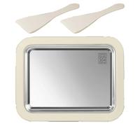 Crème glacée roulée, en acier inoxydable, kit de desserts pour activités familiales avec deux outils de grattoir, plateau de friandises glacées avec facile à nettoyer, ensemble de crème