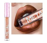 Crème Gloss à lèvres, 12 couleurs rouge à lèvres liquide métallique Gloss à lèvres anti-adhésif verre glace à lèvres maquillage perle beauté maquillage (08-LOVE BRONZE)