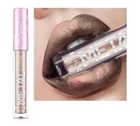 Crème Gloss à lèvres, 12 couleurs rouge à lèvres liquide métallique Gloss à lèvres anti-adhésif verre glace à lèvres maquillage perle beauté maquillage (10-Gris noble)