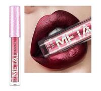 Crème Gloss à lèvres, 12 couleurs rouge à lèvres liquide métallique Gloss à lèvres anti-adhésif verre glace à lèvres maquillage perle beauté maquillage (02-CHILI MAUVE)