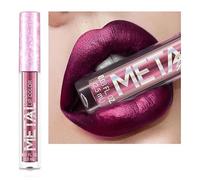 Crème Gloss à lèvres, 12 couleurs rouge à lèvres liquide métallique Gloss à lèvres anti-adhésif verre glace à lèvres maquillage perle beauté maquillage (12-POISONING PURPLE (Violette empoisonnante))