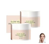 Crème hydratante Glow Velvet Primer, flouteur de pores et base de préhension du maquillage, hydratant et base en un pour une texture lisse pour tous les types de peau, 50 g (2PCS)