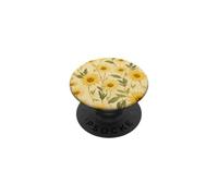 Crème, Jaune Clair, Beige Clair, Marguerite Vintage Florale PopSockets PopGrip Adhésif