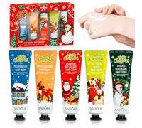 Creme Main Noel,Mini Creme Main,5X30g Coffret Crèmes Mains pour Femmes, Noël Crèmes Mains Hydratantes, Mains Cadeau de Noël Femme,jour et nuit, Réparatrices et Hydratantes