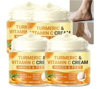 Crème Mains et Pieds au Curcuma et à la Vitamine C, Lotion Hydratante Intense pour les Talons secs et fendillés et les peaux rugueuses, Formule Nourrissante à l'extrait d'aloe vera (4PCS)