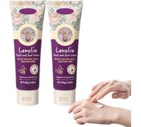Crème naturelle à la lanoline pour mains et pieds, crème réparatrice de la barrière cutanée et lotion apaisante polyvalente ; hydrate les pieds et améliore l'état des peaux sèches et gercées.