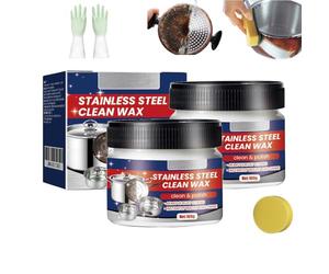 Crème Nettoyante Plaques Cuisson & Surfaces Inox, Détartrant Et Degraissant Clean Four Et Grill, Nettoyant Pour Acier Inoxydable, Pour Nettoyage Efficace Dissout La Graisse Et Impuretés (2PC)