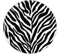 Crème Noir Tapis Rond pour Chambre à Coucher, Lavable Doux et antidérapant pour Salon - Tapis Rond à imprimé Abstrait Rayures Imprimé Zèbre de 120 cm pour Bureau et entrée