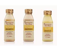 Creme of Nature - Lot de 3 soins capillaires Pure Honey - shampoing et après-shampoing Moisturizing Dry Defence/démêlant sans rinçage Knot Away