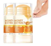 Crème Pieds au Miel pour Talons Crevassés, Baume Hydratant Intense au Beurre de Karité, Cire d'Abeille et Huile de Coco | Peau Sèche pour Mains et Pieds, Stick Non Gras pour Femmes et Hommes (2PCS)