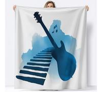 Crème Plaid Couverture Polaire Flanelle, 180 x 200 cm Couverture Chaude Douce et Moelleuse avec Motif Imprimé Simple Guitare Électrique Piano - Drap de lit Couvre-lit Jeté de Canapé
