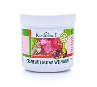 Kräuterhof® Crème à la feuille de vigne rouge (250 ml) - Crème pour les jambes et les pieds de qualité supérieure avec des extraits de feuilles de vigne rouge et de marronnier d'Inde, un massage