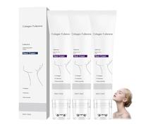 Crème raffermissante pour le cou au collagène et au fullerène, soin du cou avec rouleau de massage pour un effet liftant et lissant.Atténue les ridules et lisse la peau.Non grasse, convient (3PCS)