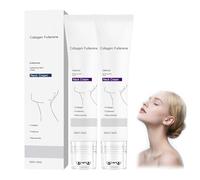 Crème raffermissante pour le cou au collagène et au fullerène, soin du cou avec rouleau de massage pour un effet liftant et lissant.Atténue les ridules et lisse la peau.Non grasse, convient (2PCS)