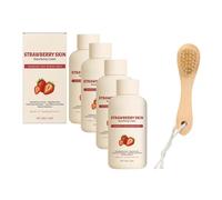 Crème Rajeunissante Pour Le Corps à La Fraise, Crème Exfoliante Pour La Peau Avec Brosse De Bain, Lisse La Peau, Hydrate En Profondeur, Nourrit Et Adoucit La Peau Rugueuse. (4)