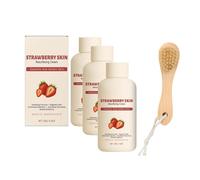 Crème Rajeunissante Pour Le Corps à La Fraise, Crème Exfoliante Pour La Peau Avec Brosse De Bain, Lisse La Peau, Hydrate En Profondeur, Nourrit Et Adoucit La Peau Rugueuse. (3)
