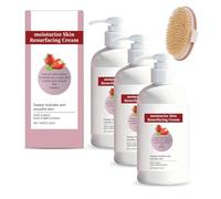 Crème resurfaçante à la fraise avec complexe triple acide - Exfoliant corps et jambes, réduit les imperfections et la peau d'orange, lotion hydratante quotidienne pour une peau lisse et hydratée (3)