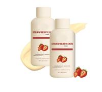 Crème resurfaçante à la fraise - Soin hydratant doux pour le corps, pour un grain de peau irrégulier et une peau lisse - Soin quotidien toutes saisons pour femmes et hommes, après la douche (2 pcs)