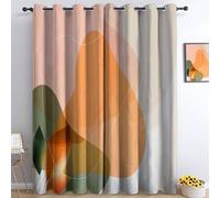 Crème Rideau Occultant Thermiques, Géométrie De Ligne Minimaliste Double Rideau Isolant Anti-Bruit, Économie d'Énergie, Opaque Doux et Esthétiques pour Chambre et Salon, Lot de 2, 75 x 166 cm