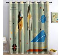 Crème Rideau Occultant Thermiques, Lignes Abstraites De Fusées Spatiales Double Rideau Isolant Anti-Bruit, Économie d'Énergie, Opaque Doux et Esthétiques pour Chambre et Salon, Lot de 2, 110 x 215 cm