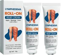 Crème roll-on pour le soulagement du gonflement du drainage lymphatique, rouleau pour les jambes à base de plantes pour la circulation, absorption rapide pour tous les types de peau (2 Pcs)