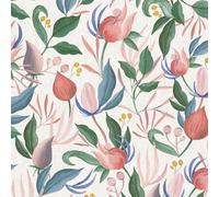 A.S. Creation Papier peint intissé 790625 – fleurs et feuilles blanc/vert/rose/bleu – 10,05x0,53 m