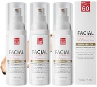 Creme solaire coréenne,tinted sunscreen,fluide teinté visage,Crème hydratante teintée pour le visage, Légère et respirante, Non grasse, Couvrance naturelle (3pc)