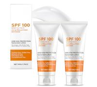 Creme Solaire Indice 100, Creme Solaire 100 SPF, Protection Solaire Visage, Crème Solaire Visage, Protection UV, Renforce la Protection Solaire Visage et Corps, Rafraîchissante et Non Grasse, 50G*2