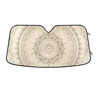 Crème Solaire Pare-Soleil de Pare-Brise Voiture Style bohème Mandala Motif Cachemire Ethnique Fleur Pliable Contre Les Rayons UV pour Garder Votre véhicule au Frais (139,7 x 70,8 cm)