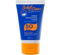 SOLEIL DES CIMES | Crème Solaire Protectrice Visage SPF50 - pour le Ski, les Sports d'Hiver et la Montagne - au Monoï de Tahiti et au Karité - Haute Protection et hydratation - Format voyage 40 ml
