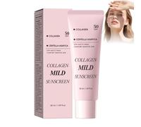 Crème Solaire Spf 50 Collagène Visage, Creme Solaire Coréenne Spf 50 Visage, Collagen Sunscreen, Crème Solaire Hydratant Anti-âge, Imperméable à L'eau, Avec Protection Uva/Uvb, Léger Et Hydratant (1)