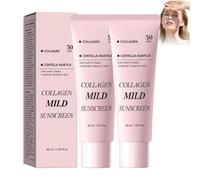 Crème Solaire Spf 50 Collagène Visage, Creme Solaire Coréenne Spf 50 Visage, Collagen Sunscreen, Crème Solaire Hydratant Anti-âge, Imperméable à L'eau, Avec Protection Uva/Uvb, Léger Et Hydratant (2)