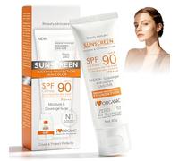Crème solaire SPF50+ pour visage et corps, protection solaire fluide, crème solaire légère avec protection UVA/UVB, hydratante, imperméable, convient aux peaux sensibles, pénètre rapidement, format