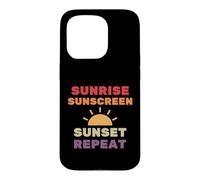 Crème Solaire Sunrise Sunset Repeat - Soins de la Peau Summer Rays Coque pour iPhone 15 Pro