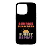 Crème Solaire Sunrise Sunset Repeat - Soins de la Peau Summer Rays Coque pour iPhone 15 Pro Max