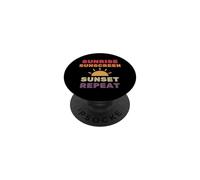 Crème Solaire Sunrise Sunset Repeat - Soins de la Peau Summer Rays PopSockets PopGrip Adhésif