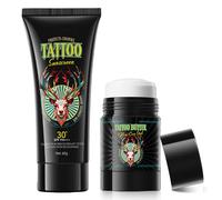 Creme Solaire Tatouage, Creme Tatouage Cicatrisante, Protection Solaire, Idéal pour Protéger les Nouveaux Tatouages et Rehausser Leur Couleur, 60G + 55G