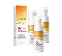 Crème solaire teintée à la vitamine C, à la vitamine C, SPF 50+, PA+++, protection efficace contre les radiations, crème pour le visage, qui combine protection solaire, isolation et recouvrement (3)