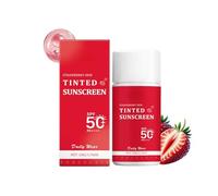 Crème solaire teintée de rosée à la fraise SPF 50 + PA + + - large spectre, eau, feuchtigkeitsspendende formule avec niacinamide et acide hyaluronique, finition naturelle légère (1 pièces)