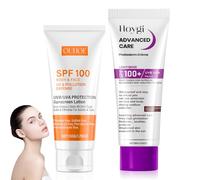 Creme Solaire Visage SPF 100,2 pcs Sunscreen SPF 100,Moisturising Sun Protection Cream,Creme Solaire Indice 100,Respirant,Convient à Tous Les Types de Peau(50g+80g)