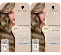 Creme Supreme, Schwarzkopf, Coloration Permanente Creme Soin, Couverture 100% Cheveux Blancs, Resultat Couleur Uniforme, 3x Bonding HaptIQ System, Pre serum et Masque Soin Bleu, 8.16, Blond Cendre