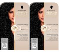 Creme Supreme, Schwarzkopf, Coloration Permanente Creme Soin, Couverture 100% Cheveux Blancs, Resultat Couleur Uniforme, 3x Bonding HaptIQ System, Pre serum et Masque Soin, 1.0, Noir Intense