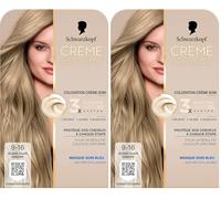 Creme Supreme - Schwarzkopf - Coloration Permanente- Resultat Couleur Uniforme - Coloration Creme Soin - Bonding - Pre-serum et Masque Soin - Couverture 100% Cheveux Blancs -9-16 -Blond Clair Cendré