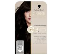 Creme Supreme Schwarzkopf Coloration Soin Permanente 3.0 Châtain Profond | coloration cheveux, couleur 3-0 châtain profond, couvre cheveux blancs, 3x bonding, pré-sérum et masque soin, éclat durable