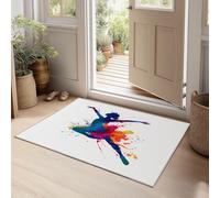 Crème Tapis Lavable, Peint À La Main Éclaboussures d'encre Danseuse Réducteur de Bruit Facile à Nettoyer Paillasson - Antidérapant Imprimé Tapis 160 x 230 cm pour Salon Chambre Bureau