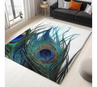 Crème Tapis Lavable, Réducteur de Bruit Facile à Nettoyer Paillasson, Nature Élégant Animal Paon antidérapant imprimé Tapis pour Salon, Chambre, Bureau 160 x 230 cm