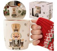 Crème, TASSE DE NOËL porcelaine, motif festif - casse-noisette - EMBALLÉ DANS UNE BOÎTE CADEAU 365 ml