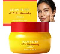 Crème Visage Glow Filtre Vitaminée, Crème Hydratante Illuminatrice pour un Teint Lumineux, Crème Faciale Légère et Hydratante pour Teint Terne et Irrégulier, Soin Quotidien à Fini Éclat, 50 g (1pcs)