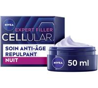 NIVEA Cellular Expert Filler - Soin Visage Anti-Age Repulpant - Crème De Nuit - Hydrate, Raffermit, Redonne Volume & Réduit Rides - Acide Hyaluronique & Acide Folique Pur - Tous Types De Peaux - 50 ml