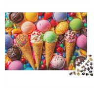 Crèmes glacées colorées 1000 Pièces Crème glacée sucrée Puzzle Adulte Impression HD Anti-Stress pour S'amuser pour Débutants pour Collectionner Édition Limitée 52x38cm/1000pcs